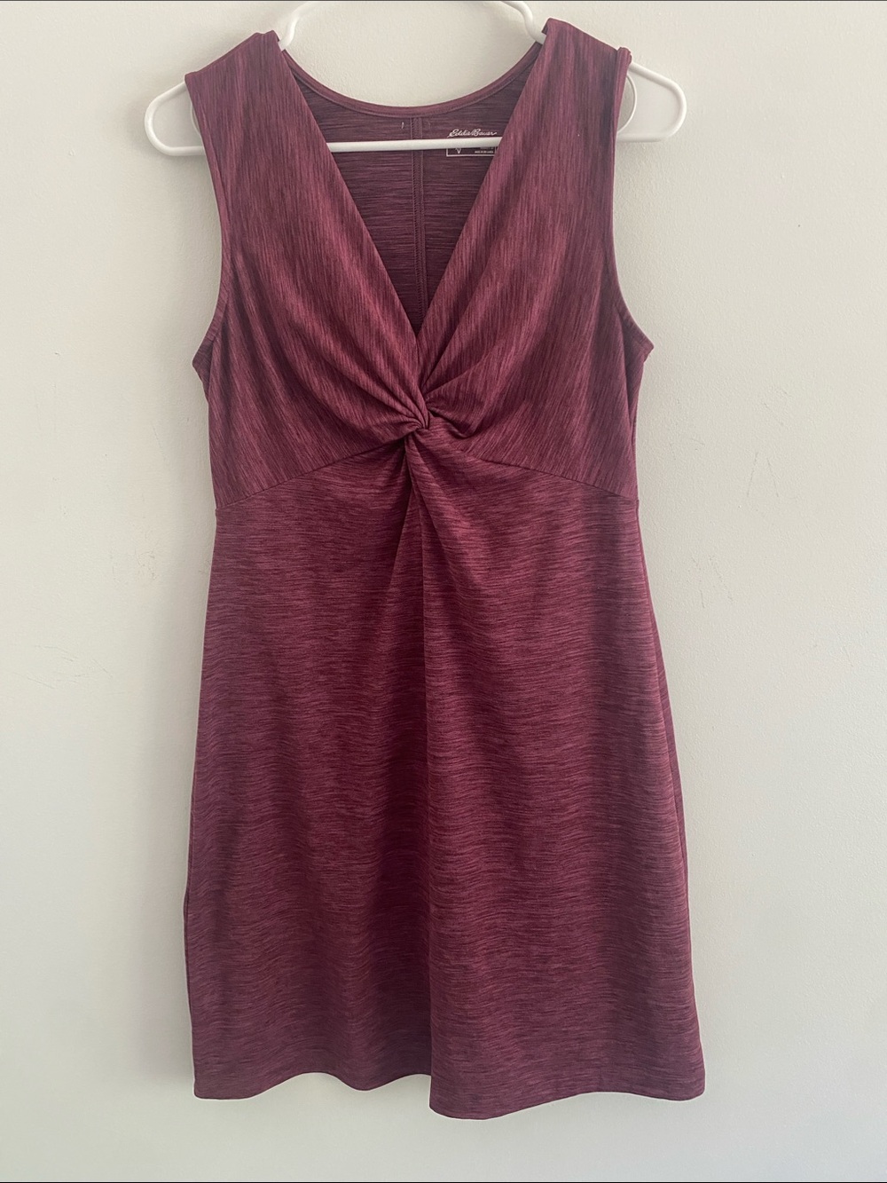 Eddie Bauer Gorpcore Camping Hiking Twist Front Midi Dress Plum Size SMALL